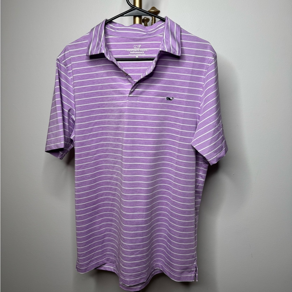 Vineyard Vines Lavender and White Striped Polo